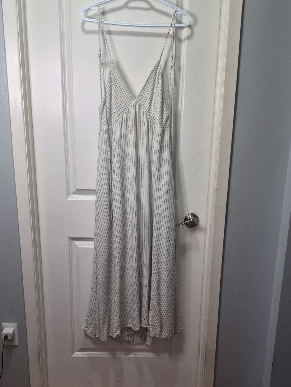 Striped Light Gray Strapless Summer Dress